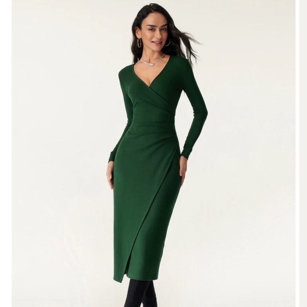 OGL MaxWarm Surplice Wrap Long Sleeve Dress Size XS